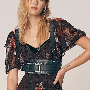 NWOT Free People Maya Leather Studded Black Harness